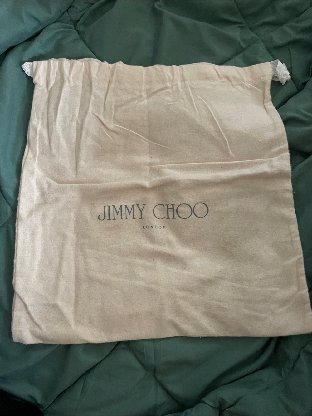 Jimmy Choo Cream Drawstring Dust Bag with Logo